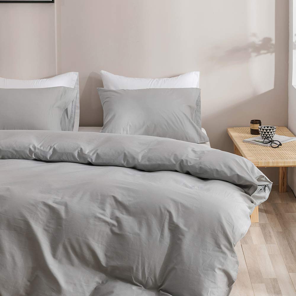 Clothknow Grey Comforter Set California King 3Pcs Light Gray Bedding Comforter Sets Grey Comforter King Size Soft Silver Comfort