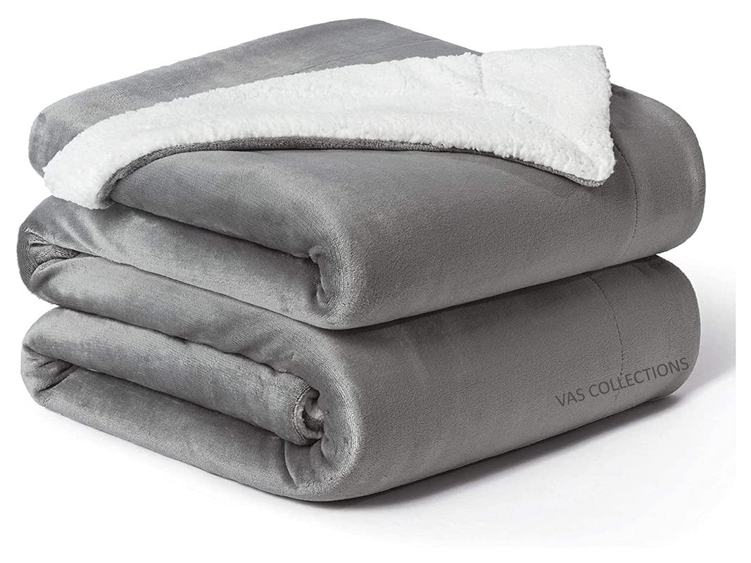 Vas Collections Super Soft Reversible Sherpa Blanket For Double Bed (8688 In / 218224 Cm) 2.8 Kg, 570 Gsm  Polyester Micromink 
