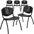 5 Pk. 880 lb. Capacity Black Plastic Stack Chair with Black Frame