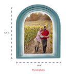 Isaac Jacobs 4X6 Vertical Blue Arc Resin Picture Frame With Gradient Design, Decorative Photo Frame, Tabletop & Wall Display, Ha
