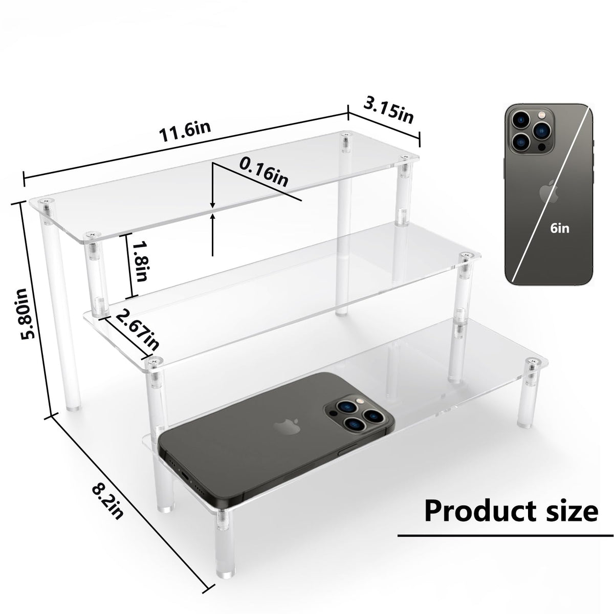 Acrylic Display Risers,Clear Display Risers Stand Small Mini Shelf 3 Tiered Cupcake Stand For Food Desserts Stand Shelves For Pa