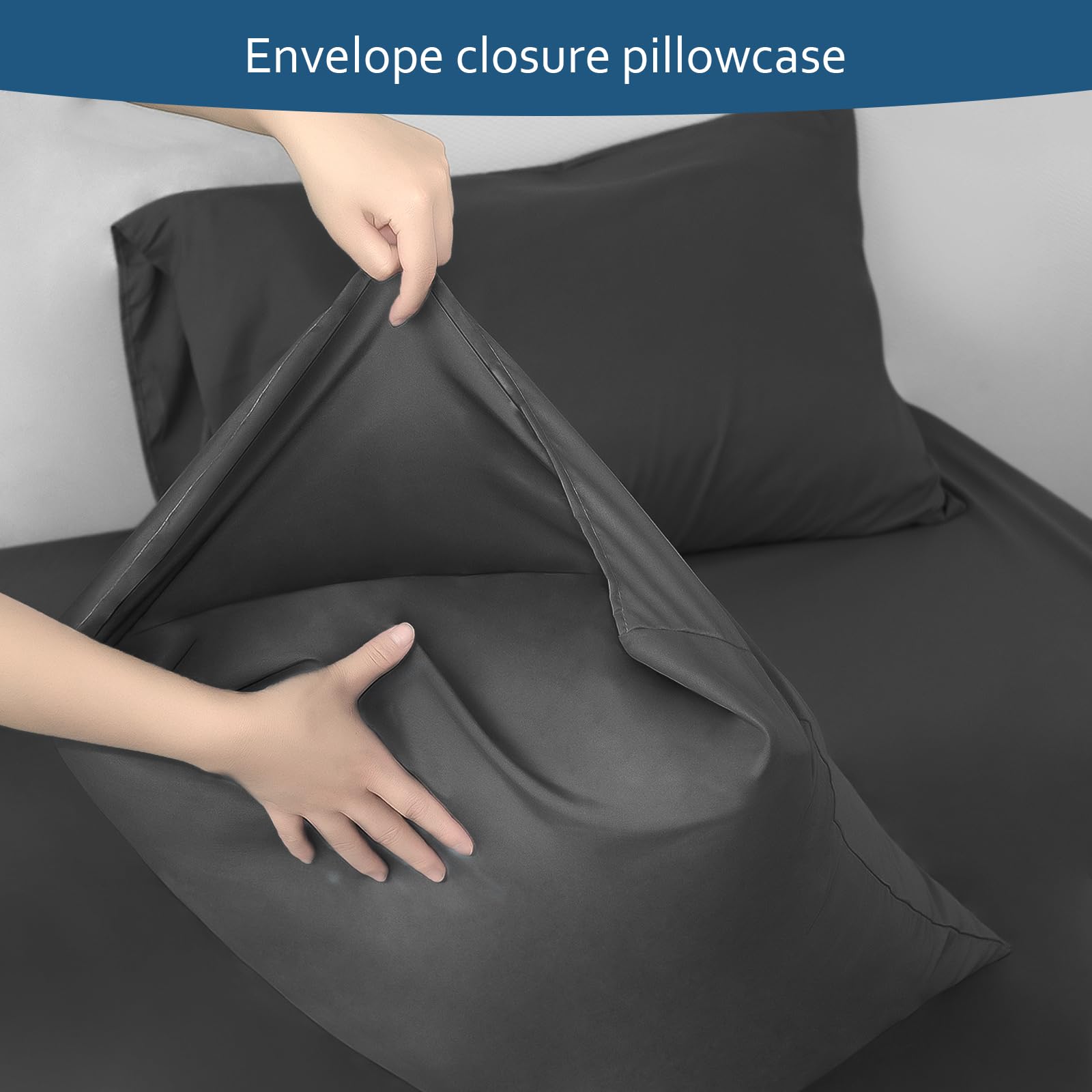 Deep Pocket King Sheet Set - King Size Sheets Set For Air Mattress - 4 Piece King Bedding Set Fade Resistant Fits 16In To 24In Pillow Top Air Bed Mattress - Black