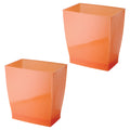 iDesign Small Plastic Bathroom Trash Can, Slim Rectangle Garbage Bin for Bedroom, Office, Dorm, 2-Pack, Orange