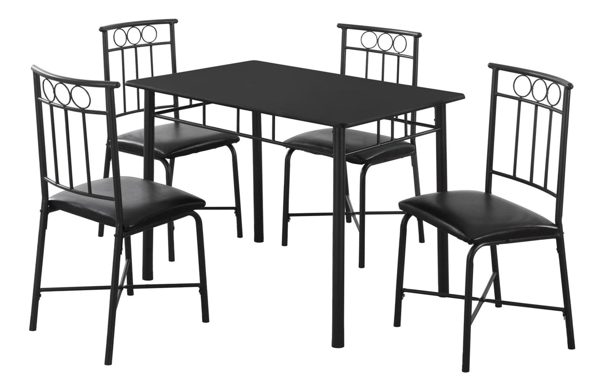 Monarch Specialties 1018 Dining Table, 5Pcs Set, Small, 40 Inch  Rectangular, Kitchen, Metal, Laminate, Black, Contemporary, Modern S