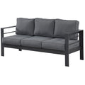 Wisteria Lane Patio Furniture Aluminum Sofa, All-Weather Outdoor 3 Seats Couch, Gray Metal Chair With Dark Grey Cushions