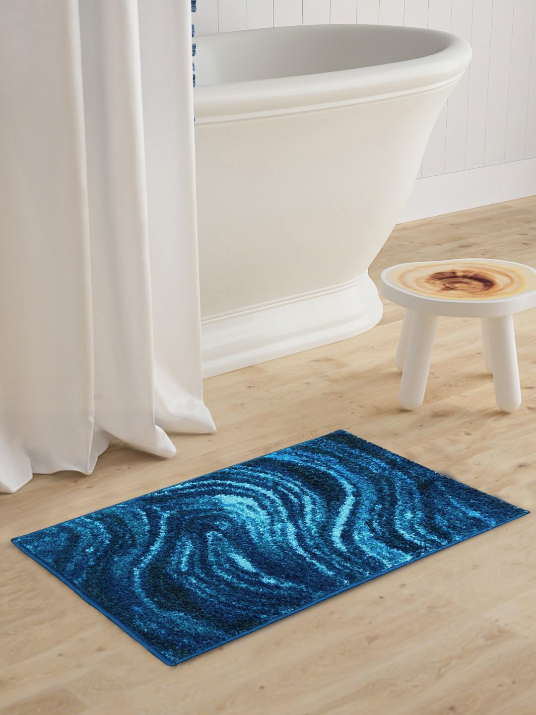 BIANCA Super Soft Designer Anti Slip Bath Mat 1pc Large (spa) AbstractBlue/dk.Blue