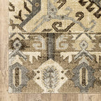 HomeRoots Polypropylene 10’ x 13’ Tan and Gold Central Medallion Indoor Area Rug