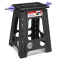 Acstep 17.5 Inch Folding Step Stool For Adults And Kids, Non-Slip Plastic Foldable Stepping Stool, Collapsible Folding Stool With Handle Holds Up To 400Lbs For Kitchen, Dot Black (1 Pack)