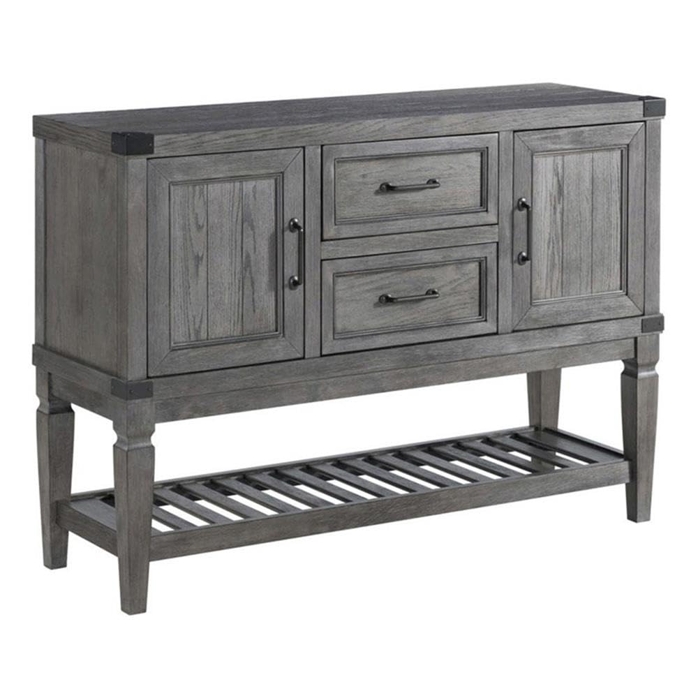 Intercon Foundry 54" Wide Server with 2 Cabinets, 2 Drawers, and Shelf, Brushed Pewter Sideboards