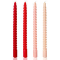 10 Inch Cream Spiral Taper Candles for Home Decoration, 4 Pack Red-Gradient Candlesticks for Dinner Party Wedding Holiday