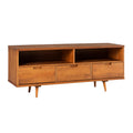Walker Edison 3-Drawer Mid Century Modern Wood TV Stand for TVs up to 65 Flat Screen Cabinet Door Living Room Storage Entertain