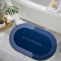 Bathroom Bath Mat, Blue Oval Design, NonSlip Floor Rug, Modern Geometric Pattern(Pack of 1)