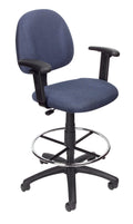 Boss Office Products Ergonomic Works Drafting Chair with Adjustable Arms in Blue