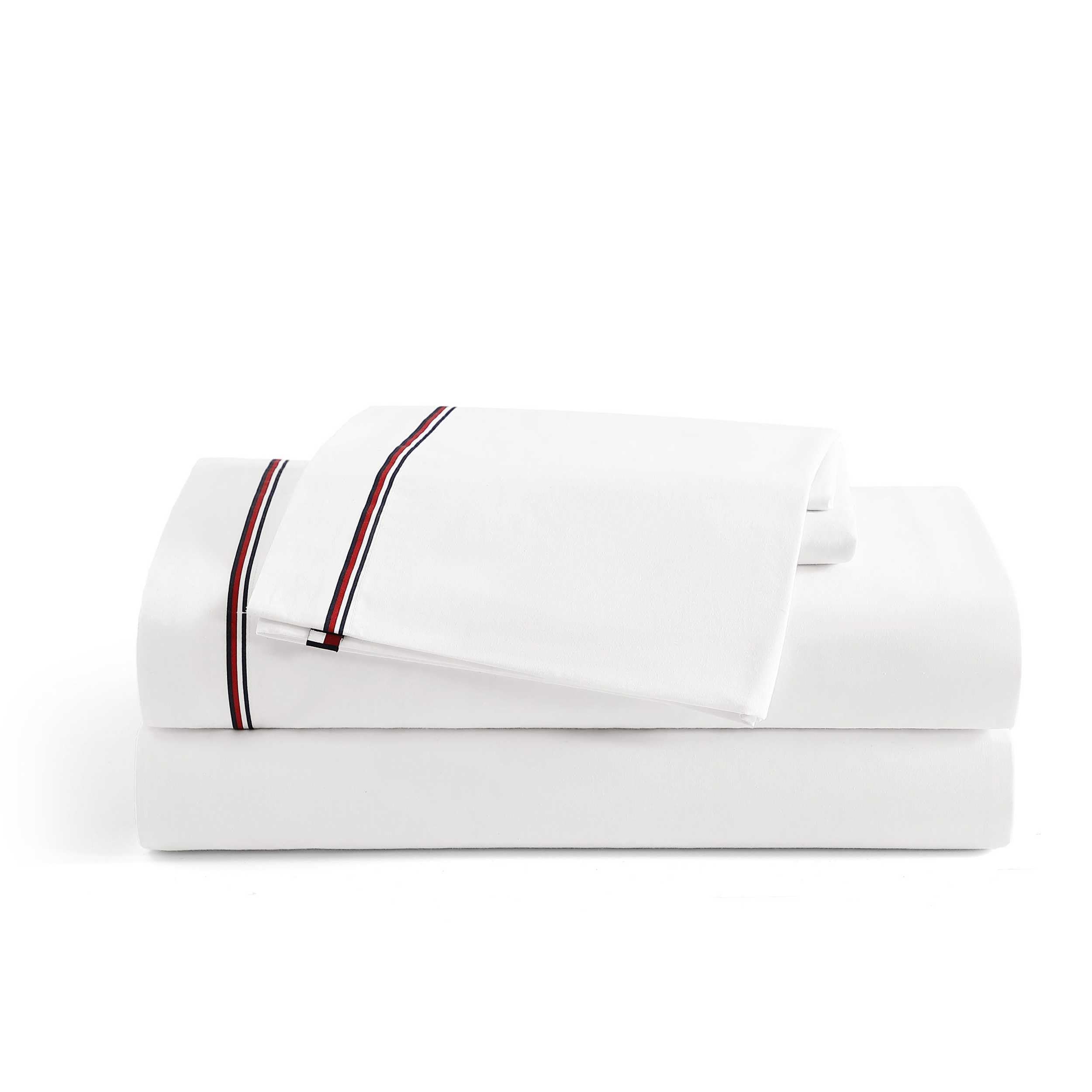 Tommy Hilfiger - Sheet Set, Cotton Percale Bedding with Matching Pillowcases, Crisp & Cool, Premium Quality Home Essentials (Glo