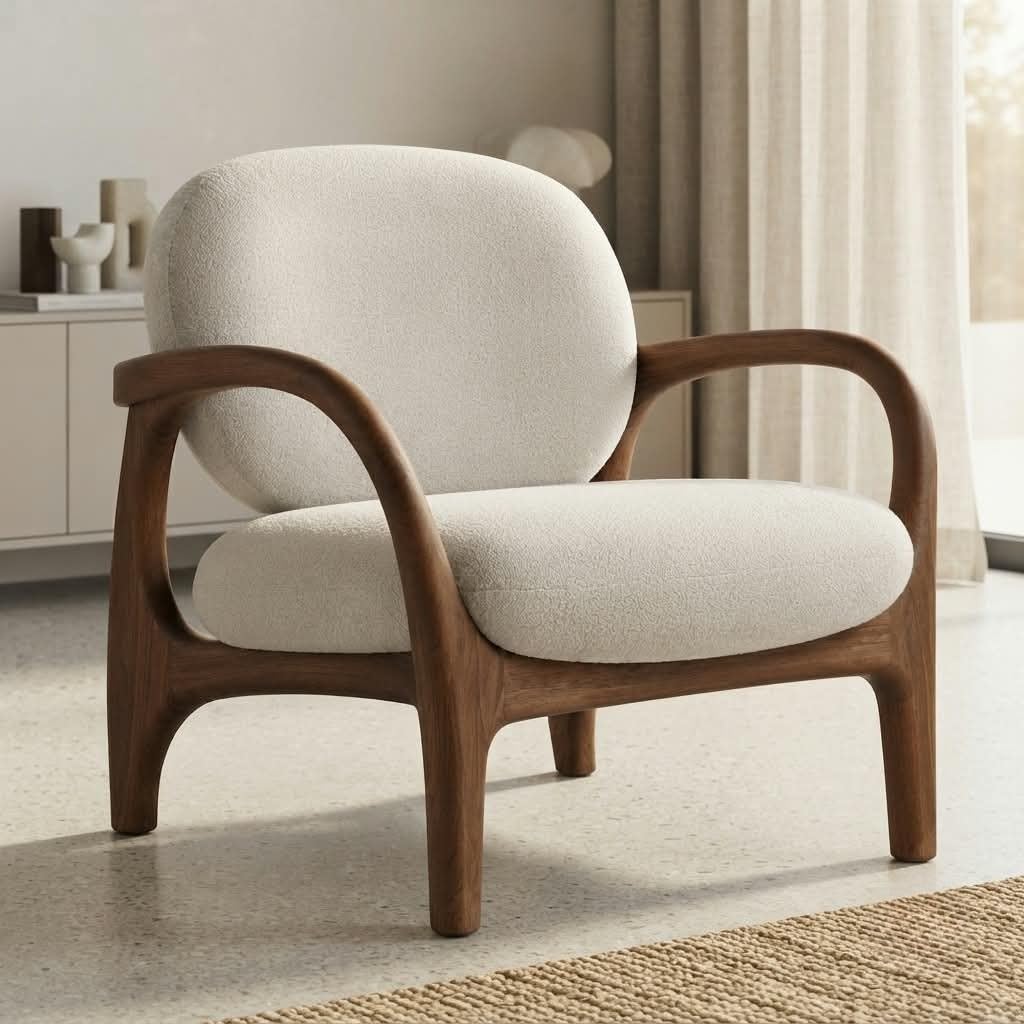Lyxera Modern Accent Chair For Living Room, Upholstered Armchair With Padded Seat & Backrest, Wooden Frame Lounge Chair For Bedr