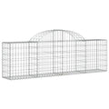 vidaXL Arched Gabion Basket - Corrosion-Resistant Galvanized Iron, Decorative Garden Barrier, Strong Gabion Hooks Included, Easy