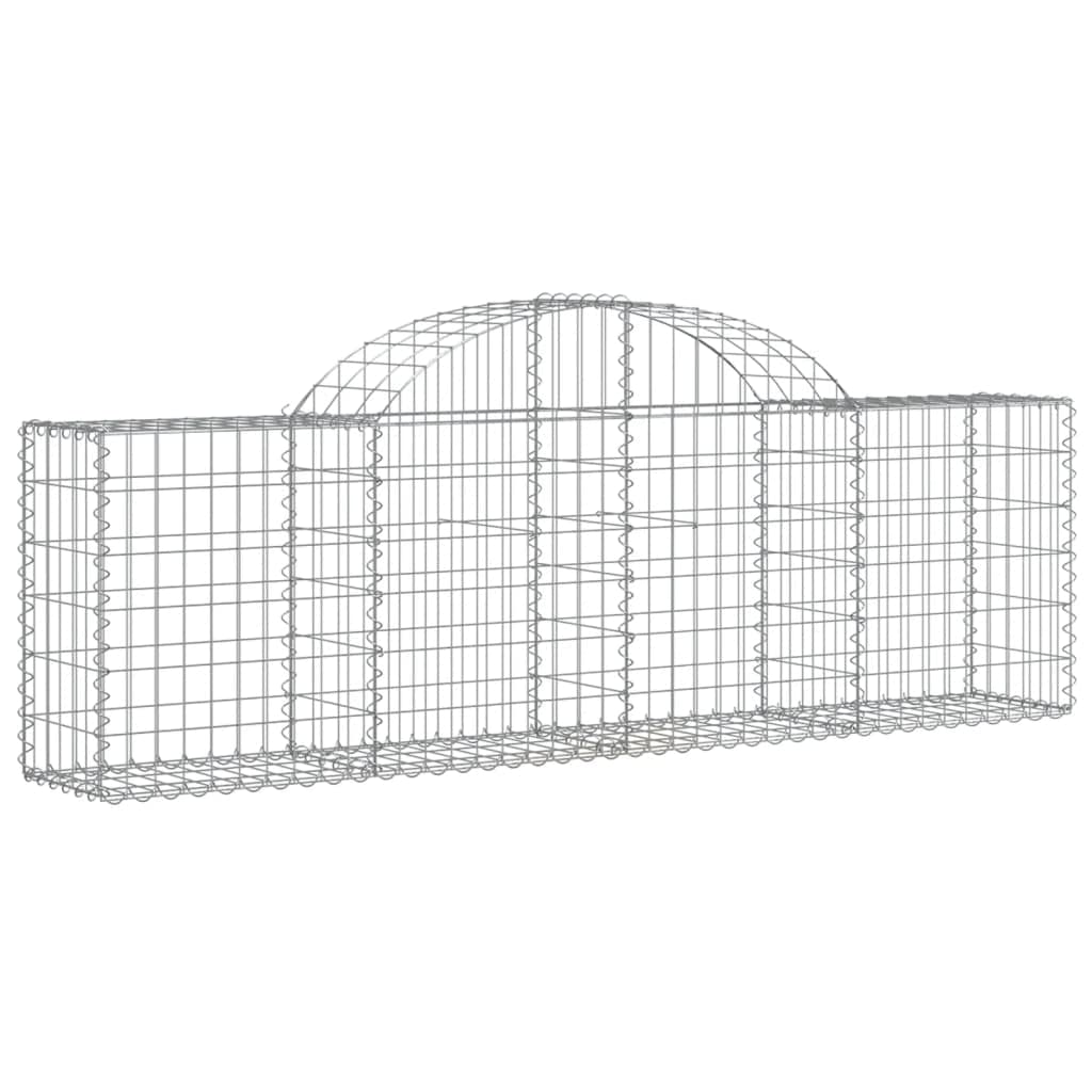 vidaXL Arched Gabion Basket - Corrosion-Resistant Galvanized Iron, Decorative Garden Barrier, Strong Gabion Hooks Included, Easy