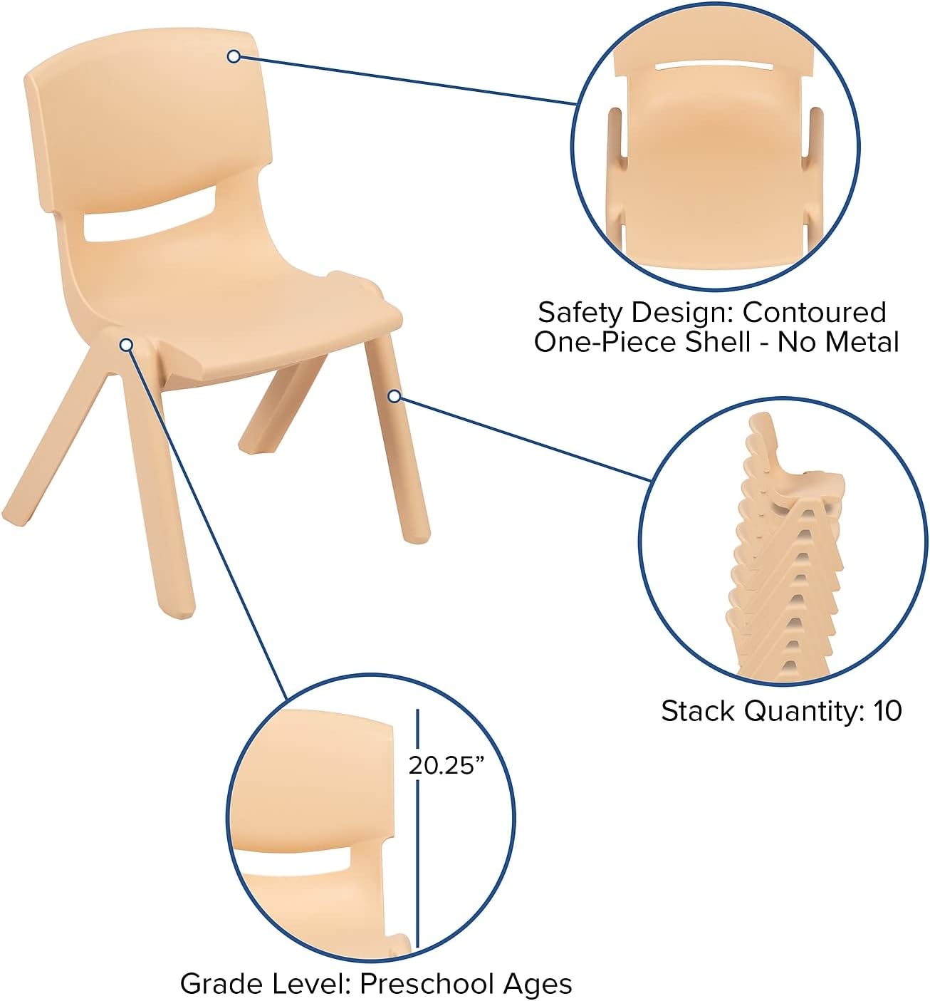 35W x 65L Half-Moon Natural Plastic Height Adjustable Activity Table