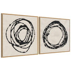Sylvie Flowing Circle Abstracts - 2 Piece Framed Canvas Art Set by The Creative Bunch Studio