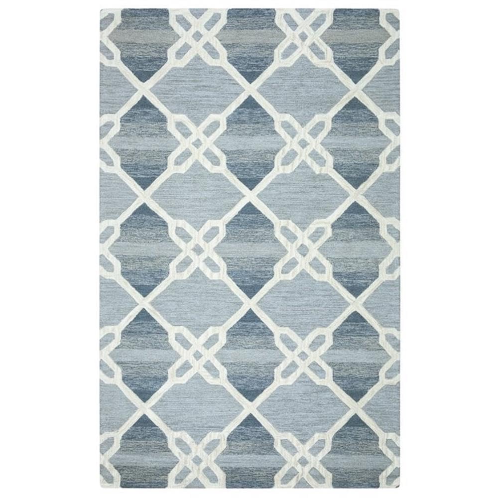 Berlin 9' X 12' Trellis Blue/Gray/Rust/Blue Hand-Tufted Area Rug