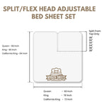 Flex Head King Sheets Sets For Adjustable Beds-Top Split King Sheets Sets (4 Pcs) King 34 Inch Down Sheets Slate Grey 15-18 Inch Deep Sheets(Flex Head 34''Down Size)