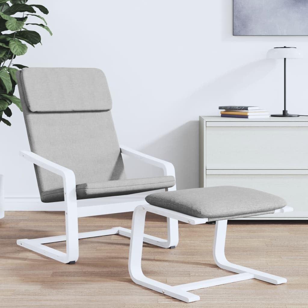 vidaXL Relaxing Chair in Light Gray Fabric - Comfortable Seating with Solid Birch Wood Frame - Suitable for Dining Room, Living Room, Restaurant, and Recreation Area
