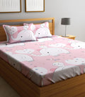 Home Sizzler 144Tc KidS Elephant & Kitty Double Bedsheet With 2 King Size Pillow Covers