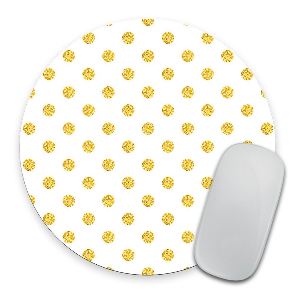 Real Rubber Gold Polka Dots Printing Pattern Round Mouse Pad - Gold Foil Mouse Pad - Custom Color Personalized - Computer Or Off