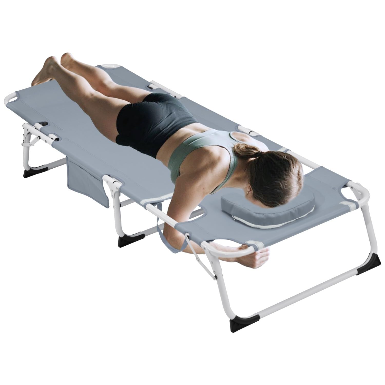 HRVEOCEI 3-in-1 Sun Tanning Chair with Face Hole,Adjustable 5-Position Folding Laying Out Chairs for Tanning,Outdoor Face Down B
