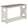 The Urban Port Pari Solid Wood Sofa Console Table with X Shape Side Panels, White and Brown
