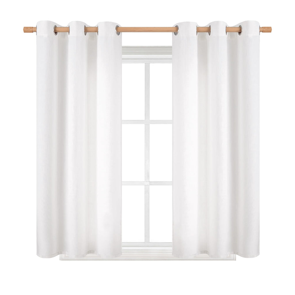 Bgment Pure White Curtains 54 Inch Length 2 Panels Set For Bedroom, Grommet Thick Linen Look Burlap Textured Light Filtering Privacy Window Drapes For Farmhouse Living Room, 42 X 54 Inch