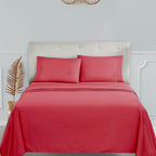 Clara Clark Full Sheets Set, Deep Pocket Bed Sheets For Full Size Bed - 4 Piece Full Size Sheets, Extra Soft Bedding Sheets & Pillowcases, Coral Pink Sheets Full