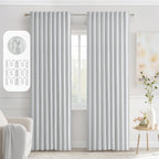 Miulee Back Tab Light Blocking Curtains 90 Inch Long 2 Panels Set For Living Room Bedroom, Greyish White Rod Pocket/Pinch Pleated Thermal Insulated Room Darkening Blackout Curtains, 52 X 90 Inch