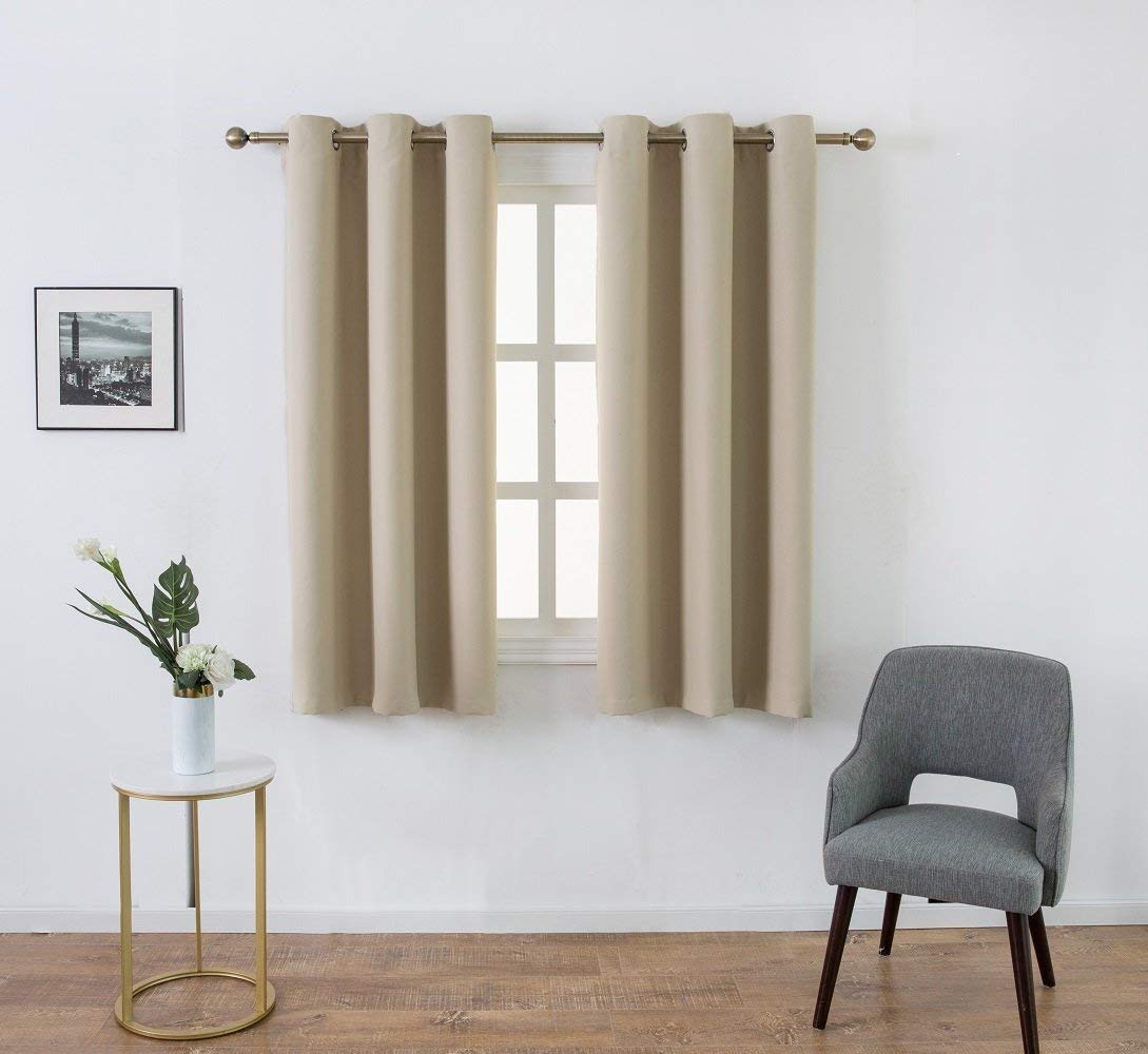 Mangata Casa Beige Blackout Curtains Grommets 2 Panels For Bedroom-Window Curtain Drapes For Living Room-Darkening Thermal Drape