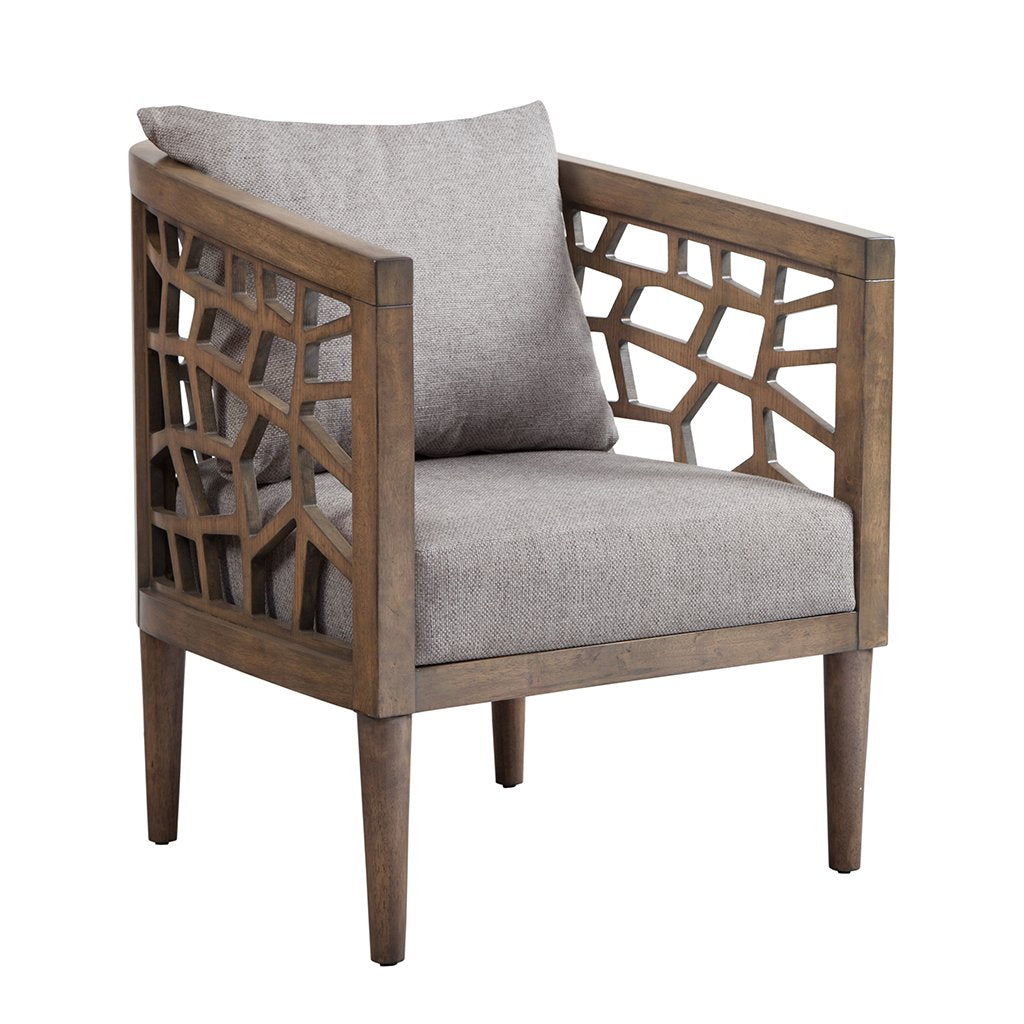 Ink+Ivy Crackle Accent Chairs - Rubber Solid Wood Frame, Oak Veneers, 27W x 29D x 32.5H, Light Grey/Natural