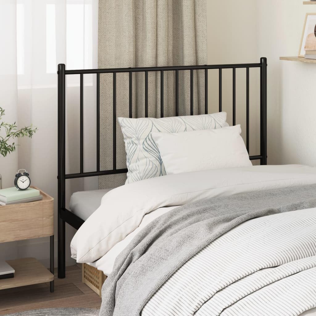 vidaXL Classic Design Black Metal Headboard - 70.9" Width, Powder-Coated Steel Construction, Suitable with Round Tube Beds, Adds Elegance to Bedroom Decor