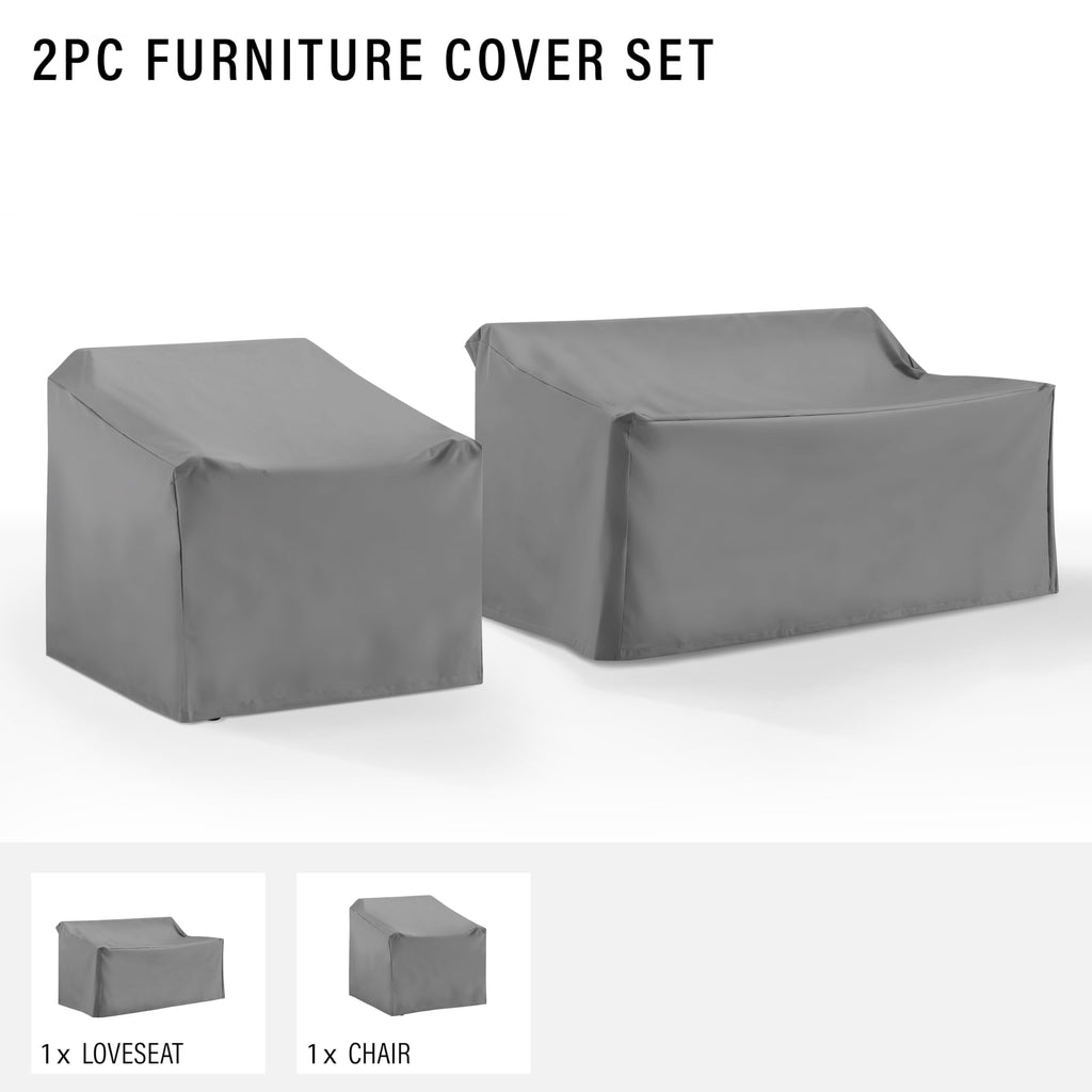 Crosley Furniture Patio Furniture Covers, Waterproof 2-Piece Cover Set For Outdoor Chair And Loveseat, Gray