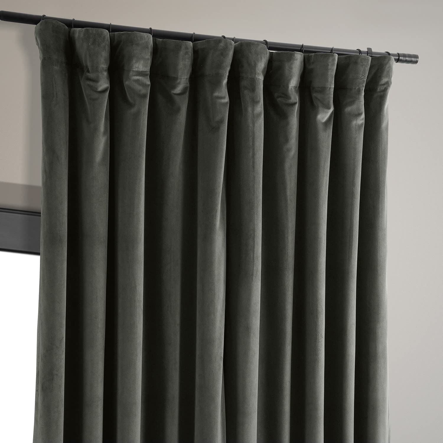 Hpd Half Price Drapes Signature Velvet Thermal Blackout Curtains For Living Room 120 Inch Long (1 Panel) Rod Pocket Insulated Blackout Curtains For Bedroom Window Curtains, 100W X 120L, Gunmetal Grey