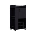 Tuhome Fargo Bar Cart With Cabinet, 6 Built-In Wine Rack And Casters -Light Gray -Living Room