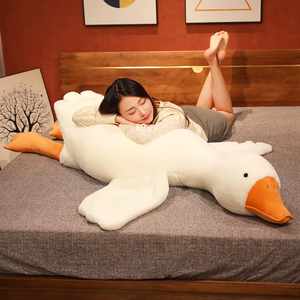 Srutirbo Giant White Goose Plush - 51 Soft Furry Swan Stuffed Animal Pillow, Huge Hugging Gift for All Ages