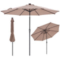 NEWBULIG 10FT Solar LED Lights Patio Umbrella, Outdoor Umbrella Adjustable Angles and Height, UV Resistant, for Day, Night, Shad