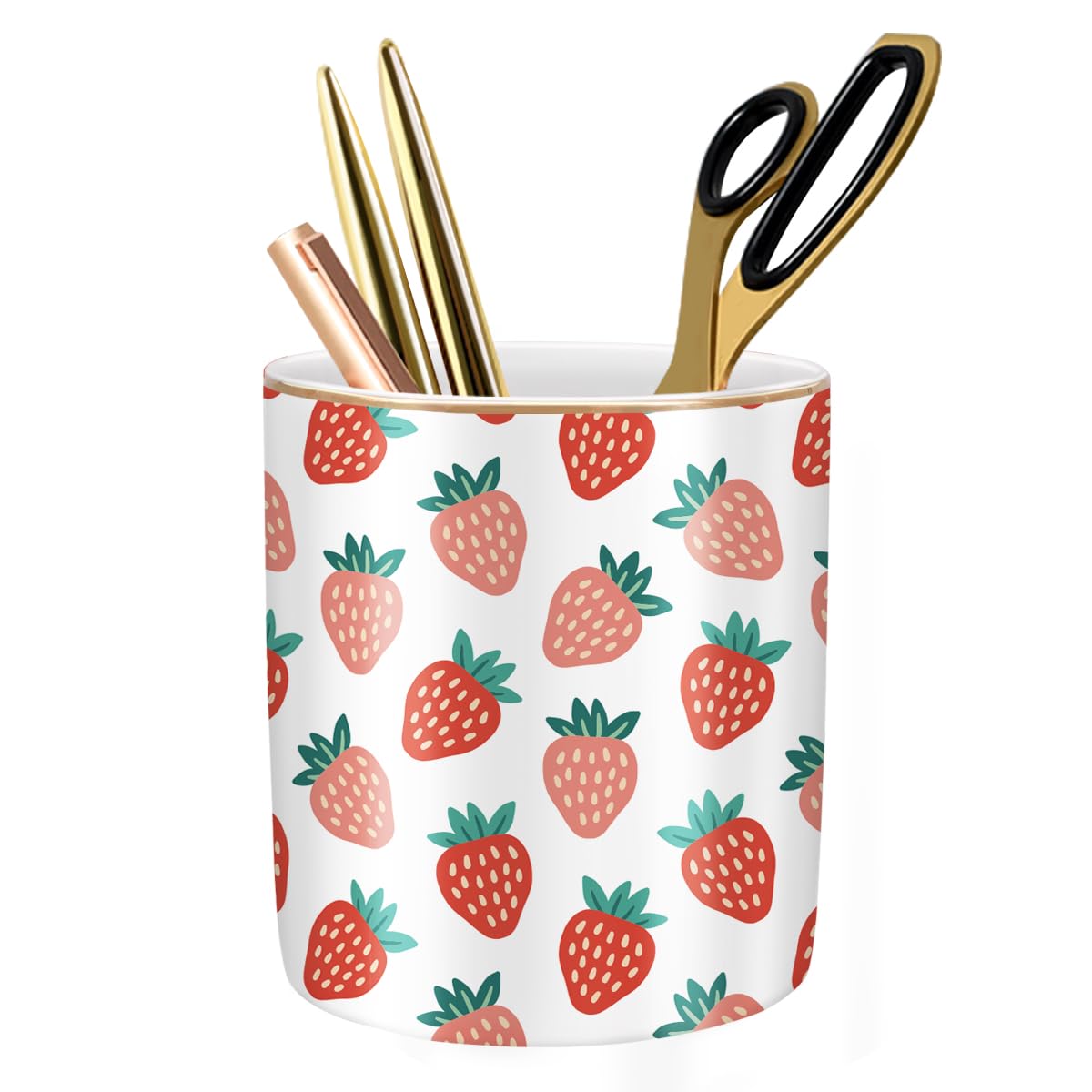 Waveyu Pen Pencil Holder For Desk, Ceramic Pencil Cup Cute Makeup Brush Holder, Unique Desk Multifunctional Pen Organizer For Ho