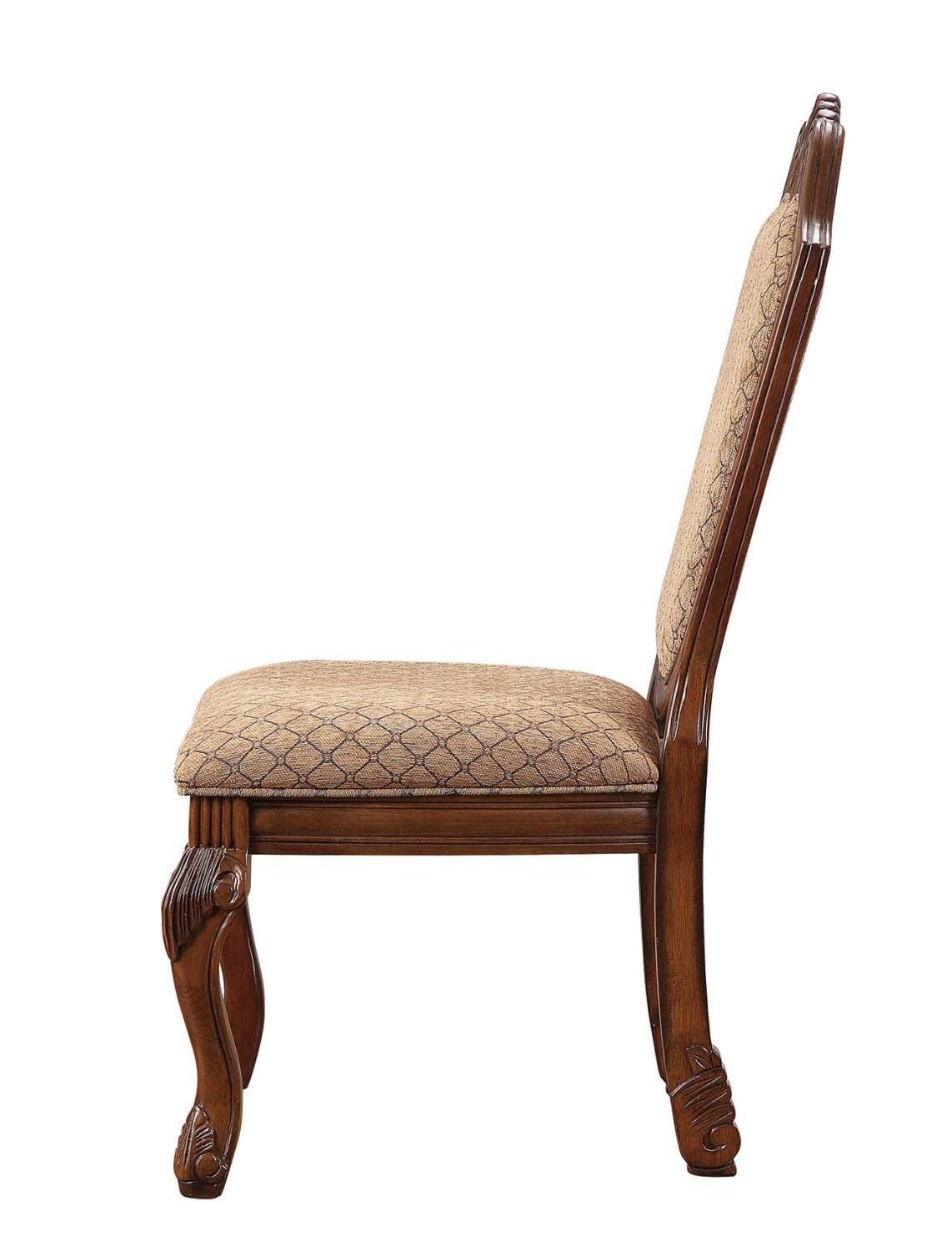 Acme Furniture Chateau De Ville Side Chair Set of 2, Fabric & Cherry, 23 x 28 x 45 inches, Model 04077A