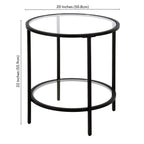 Henn&Hart 20' Wide Round Side Table With Glass Shelf In Brass, Table For Living Room, Bedroom