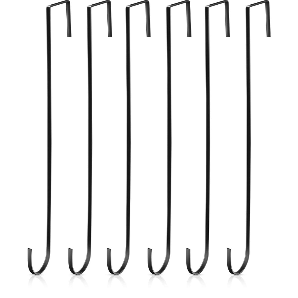 15 Inch Wreath Hanger Hooks Over Door Metal Hooks Practical Clothes Towel Hanger Hooks for Christmas Front Door Decorations (Bla