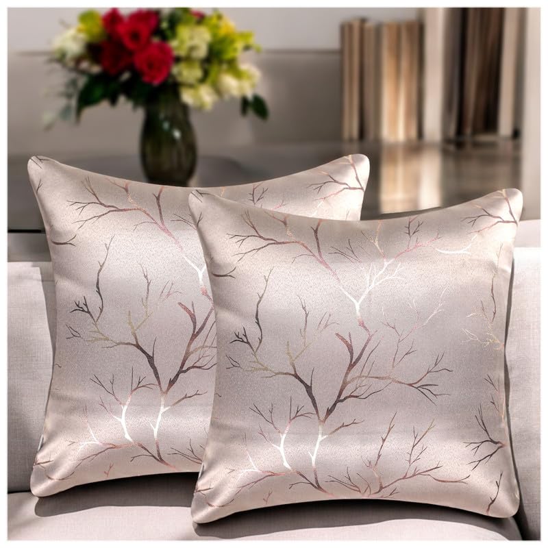 Vendola Polyester 250Tc Sofa Cushion Pillow Covers, Multicolor, Set Of 2 Ethnic Cushion Covers(Coffee, 24X24 Inches)