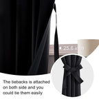 Jiuzhen Blackout Curtains For Bedroom - 60 Inch Extra Wide Thermal Insulated Room Darkening Privacy Soundproof Curtains For Living Room, Set Of 2 Panels With Tiebacks, 60 X 84 Inches, Black