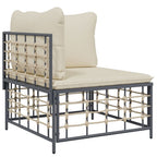 vidaXL 5-Piece Patio Lounge Set - Weather-Resistant Anthracite Poly Rattan Outdoor Furniture with Cushions - Powder-Coated Steel Frame for Garden and Terrace