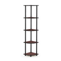 Furinno Turn-N-Tube 5 Tier Corner Display Rack Multipurpose Shelving Unit, 1-Pack, Dark Cherry/Black