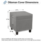 Outdoorlines Outdoor Waterproof Patio Ottoman Covers - Square Uv-Proof Patio Side Table Cover Windproof Heavy-Duty Furniture Covering Protector 21L X 21W X 17H Inch, Grey